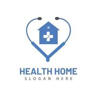 Home care logo design vector template on blue color.