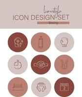 Linestyle Icon Design Set Boxing vector