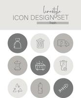 Linestyle Icon Design Set Trash vector