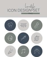 Linestyle Icon Design Set Party vector