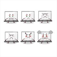 Laptop cartoon character with various angry expressions vector