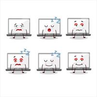 Cartoon character of laptop with sleepy expression vector