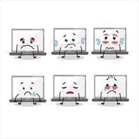 Laptop cartoon in character with sad expression vector