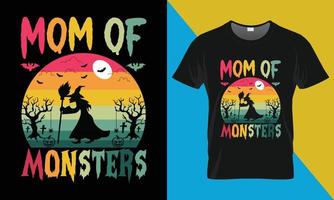 Víspera de Todos los Santos camiseta diseño, mamá de monstruos vector