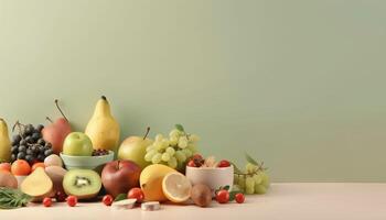 Healthy Eating Habits for a Happy Life, World Health Day Design background with copy space. photo