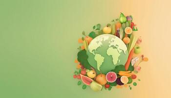 Healthy Eating Habits for a Happy Life, World Health Day Design background with copy space. photo