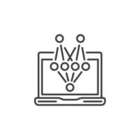 Laptop with Neural Network vector concept line icon