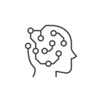 ML Head with Circuit Board vector Machine Learning concept thin line icon