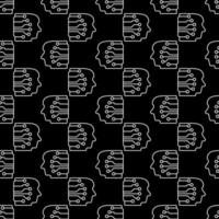 Human Head with Neural Network vector AI concept line dark seamless pattern