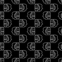 Human Head with Neural Network vector AI concept line dark seamless pattern