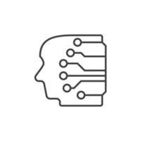 Human Head with Neural Network vector concept linear icon or symbol