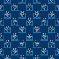 Laptop with Neural Network vector concept blue line seamless pattern