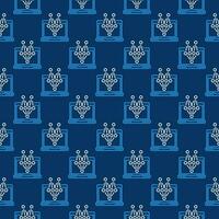 Laptop with Neural Network vector concept blue line seamless pattern