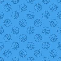 Machine Learning Robot Head vector ML blue line seamless pattern