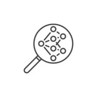 Magnifying Glass with Neural Network vector concept outline icon