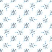 Magnifying Glass with Neural Network vector concept line seamless pattern