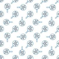 Magnifying Glass with Neural Network vector concept line seamless pattern