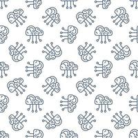 Neural Network Cloud vector concept line seamless pattern