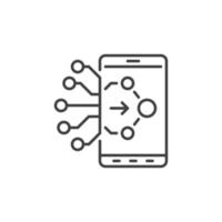 Neural Network Technology in Smartphone vector concept line icon