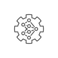 Neural Network Gear vector concept outline icon or sign