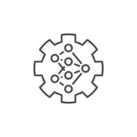 Neural Network Gear vector concept outline icon or sign