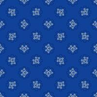 Neural Network Gear vector outline blue seamless pattern