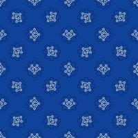 Neural Network Gear vector outline blue seamless pattern