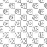 Neural Network Technology in Smartphone vector line seamless pattern