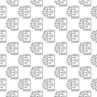 Neural Network Technology in Smartphone vector line seamless pattern