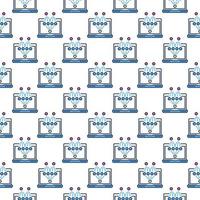Neural Network on Laptop Screen vector colored seamless pattern