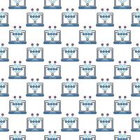 Neural Network on Laptop Screen vector colored seamless pattern