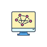 Neural Network on Computer Screen vector concept colored icon