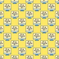 Neural Network on Computer Screen vector colored seamless pattern