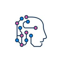 Robot Head with Circuits vector AI concept colored icon