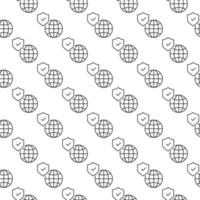 Shield and Globe vector outline seamless pattern