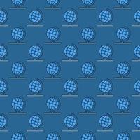 Vector Globe on Stand concept blue seamless pattern