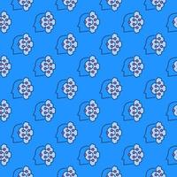 Vector AI Head with Circuits colored seamless pattern