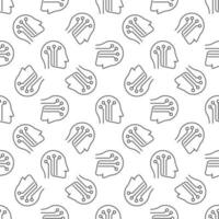 Artificial Intelligence Head vector Robot line seamless pattern