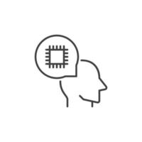 Chip inside Speech Bubble with Head vector concept outline icon