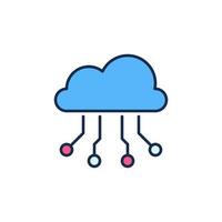 Cloud with Neural Network Data vector concept colored icon