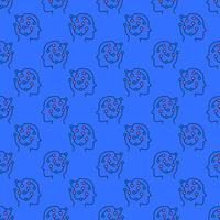 Circuit Board inside Head vector colored seamless pattern