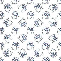 Digital Brain in Human Head vector colored seamless pattern