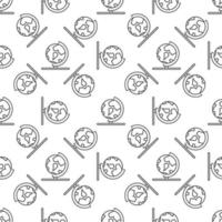 Earth Globe on Stand vector concept line simple seamless pattern