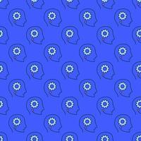 Gear inside AI Head vector colored seamless pattern
