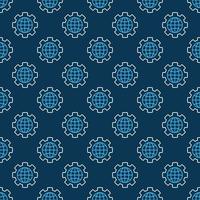 Globe inside Gear vector concept line seamless pattern