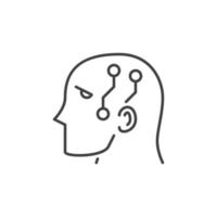 Head with AI Circuits vector Robot Learning concept line icon or symbol