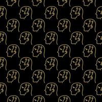 Head with AI Circuits vector Robot Learning line dark seamless pattern