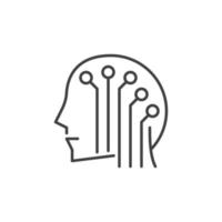 AI Head vector Brain Tech concept outline icon or symbol