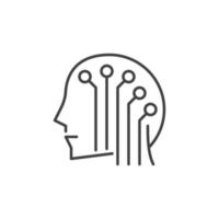 AI Head vector Brain Tech concept outline icon or symbol