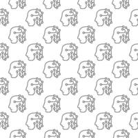 AI Head with Circuits vector Artificial Intelligence line seamless pattern